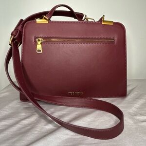 Steve Madden Wine Crossbody Bag with Gold Accents and matching wallet